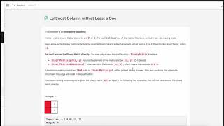 LeetCode Day 21 -  Leftmost Column with at Least a One (C++, Binary Search)