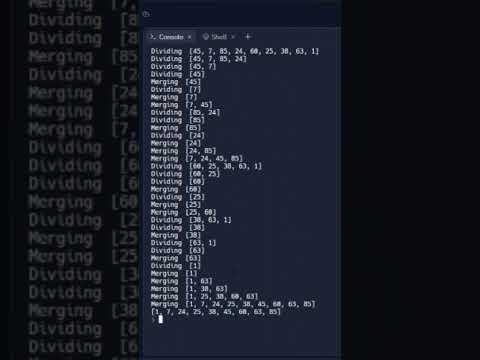 #32  Merge Sort Algorithm #100daysofcode with #python #100 #shots