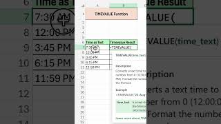 Time Value Function In Excel | Convert Time Text to Time Value #time #excelfunctions #text #value