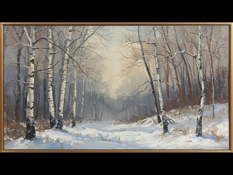 Birch Forest in Winter ❄️ 4K Frame TV Art | Calm Nordic Winter Landscape