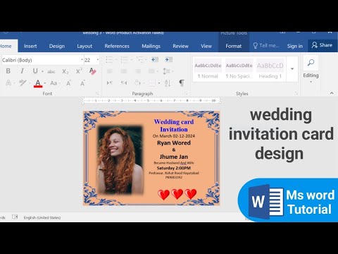 wedding invitations card design in Ms word | how to make wedding invitations card in Ms word