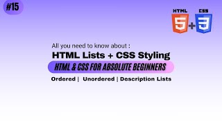 HTML Lists Tutorial |Ordered, Unordered, Description Lists & CSS Styling Explained|Beginner friendly