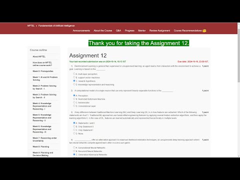 NPTEL Fundamentals of AI Week 12 Assignment Answers | July 2024