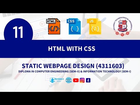 STATIC WEB PAGE DESINGING | HTML WITH CSS | PART 11 | MATERIALS POINT