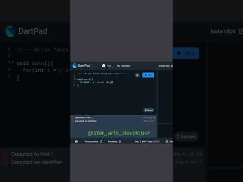 💻Print Table Using For Loop In Dart👨‍💻 #dart #coding #program #learning #shorts #viral #trending
