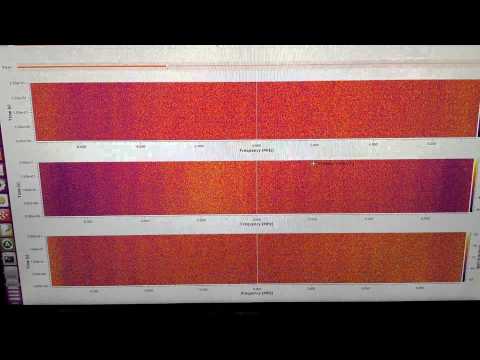 Spectrograms from three BladeRFs - 3 element interferometer