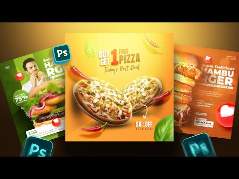 Create Fast Food social media post design | Photoshop Tutorial