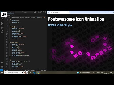 Background Icon Animation Effects || using Fontawesome cdn icon and path || Html and Css tutorial