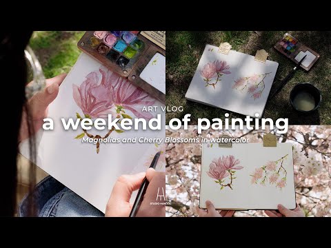 A weekend in the life of a part-time artist 🌸 | Art vlog | Watercolor sketchbook floral painting