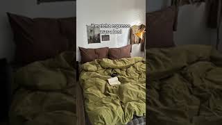 The perfect blend of Matcha and Espresso 🍵☕ #matchabedding #shotofespresso #cozybedding