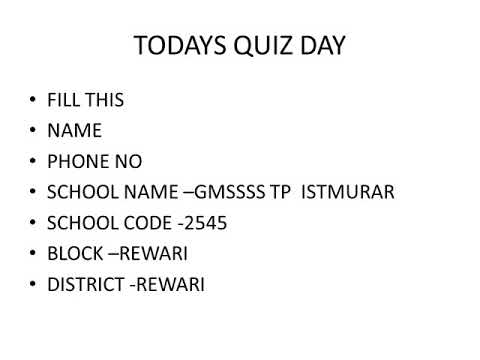 Today is quiz day !!!! students