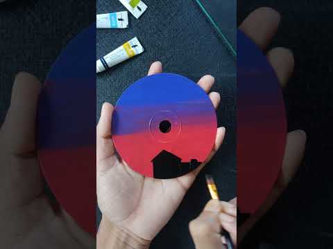 How to paint on CD Disc / DIY painting idea  #shorts  #diy #short
