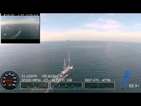 Drone flight out to two sailboats (with instrumentation)