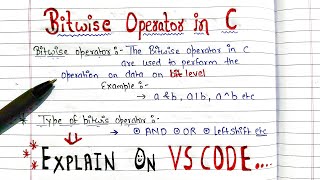 Bitwise Operators in C programming | Handwritten notes | B Tech | BCA all exam