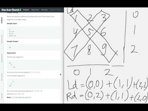 Hackerrank: "Diagonal Difference" solution (level easy)