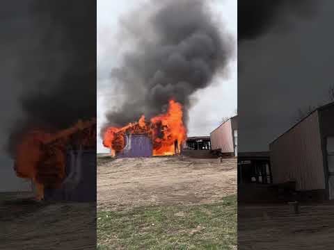 Wanna watch a barn burn? 🔥Purple isn’t my color #fire #demolition #firefighter