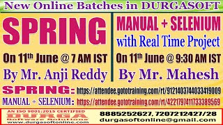 New Batches in Online Training @ DURGASOFT