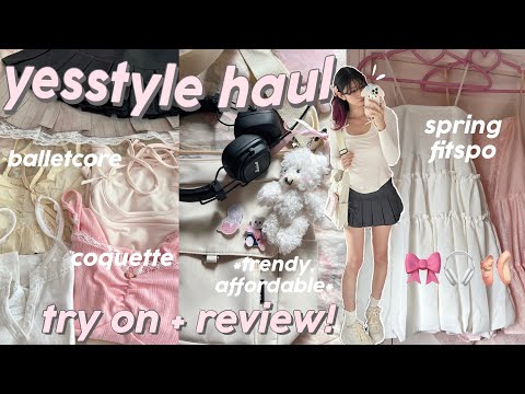 YESSTYLE TRY ON HAUL+REVIEW 🎀 trendy, affordable *balletcore + coquette*