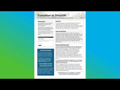 Transition to DriveON Bulletin 1 - Released September 13, 2024.