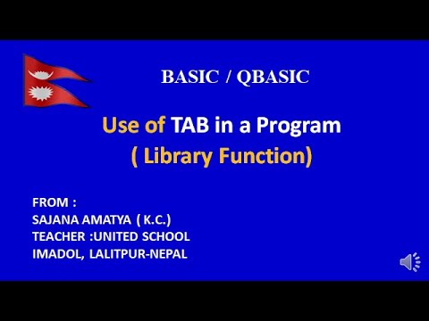 A QBASIC PROGRAM TO SHOW THE USE OF TAB  ( LIBRARY FUNCTION )