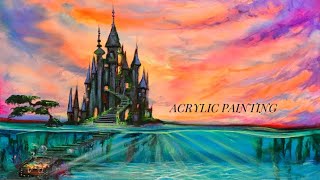 PAINTING TUTORIAL/ STEP BY STEP ACRYLIC | UNDERWATER FANTASY CASTLE