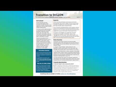 Transition to DriveON Bulletin 9 - Released November 11, 2024.