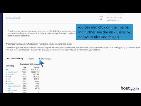 How to check disk usage of directory and bandwidth usage with Host co in