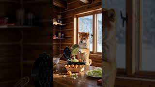 POV of a Shiba Inu cooking it's meal, while the owner is at work.
