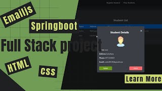 Student Management System| Java Spring Boot & HTML, CSS, JS | EmailJS Integration | Automated email