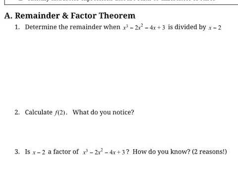 Factoring Polynomials: The Factor Theorem (MHF4U)