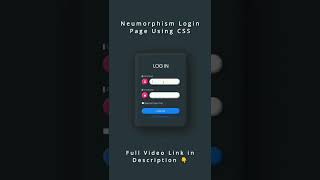 Neumorphism Login Page Using CSS | UI Design | CodeWithNizami | #shorts #shortsfeed #uidesign