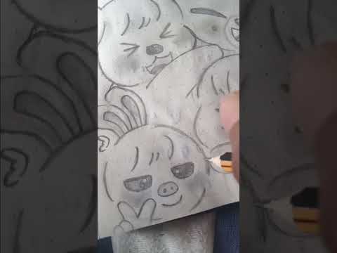 drawing straykids skzoo #sunshine#leebit#pig rabbit#ferret#wolf#fox#puppym#han