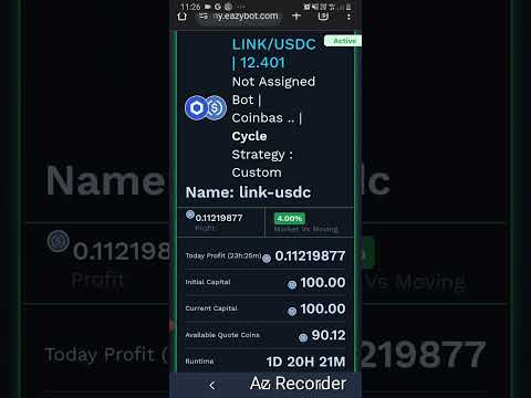 New link/usdc crypto bot, day 1, 0.11% ROI, Automated passive income
