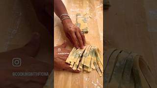 Laminated pasta with basil #pasta #recipe #pastamaking #pastarecipe #homemadepasta #food #delicious