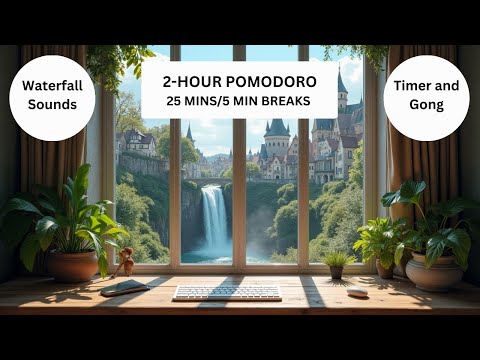 Waterfall Sounds for Deep Focus | Pomodoro Technique (4 x 25 min sessions with 5 min breaks)