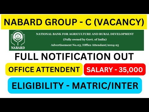NABARD Office Attendant Recruitment 2024 | Group 'C' Post | Full Details |  Syllabus, Salary, Exam