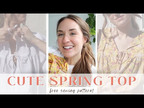 Let's sew 2 spring blouses using a FREE PATTERN! | upcycled bed sheet & hand block printed cotton