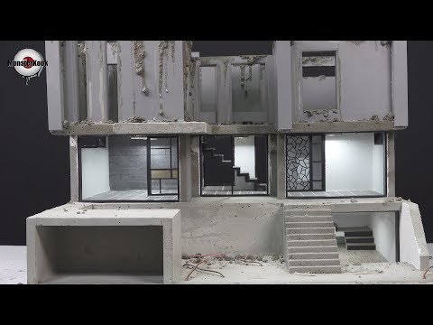 How To Make a Luxury House(model) #6 - lighting & cement wall.