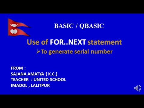 A QBASIC PROGRAM TO SHOW THE  USE OF FOR ..... NEXT STATEMENT