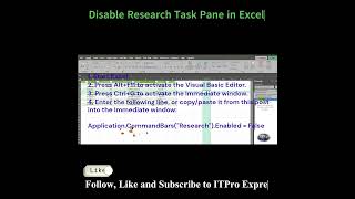 Disable Research Task Pane in Excel – Impact and How to Disable!