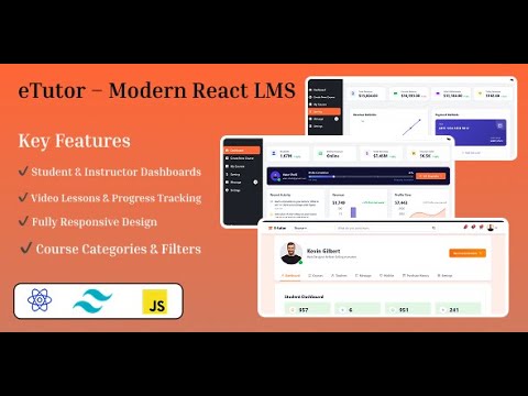 eTutor - React & Tailwind LMS with Student & Instructor Dashboards   #education #lmssoftware