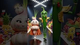 Funny Fruits & Veggies Fashion Runway | Creative Modeling Show 🍓🥬👗 #shorts
