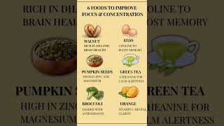 6 Superfoods to Boost Focus & Concentration | Brain Power Foods #memoryimprovement #improvefocus