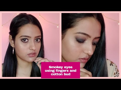 Smokey eyes tuitorial step by step using fingers and cotton bud/Qtip for Beginners