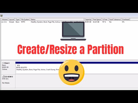 Create, Resize, Format or Delete a Partition using WIndows Only