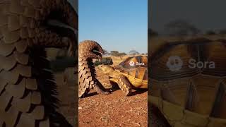 Pangolin vs Turtle: Who Will Win? 🐢🦎#EpicAnimalBattle #PangolinPower #TurtleDefense #animals