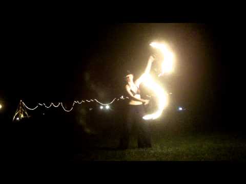 Julia with fire fans