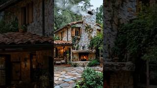 Cozy Stone Cottage with Warm Interior & Outdoor Fireplace ✨🏡 #CozyCottage #StoneCottage #RusticHome