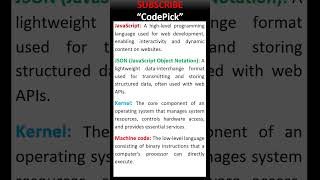 How to define Javascript, Json, Kernel, Machine Code ?