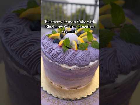 Blueberry Lemon Cake with Blueberry White Chocolate ganache #cake #ganachecake